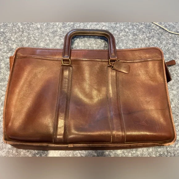 バッグ OldCoach 90s MadeinUSA Leather BriefCase VINTAGE COACH BLACK LEATHER BRIEFCASE BAG | eBay